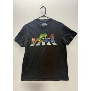 Super Mario Abbey Road TShirt Medium Nintendo Black Graphic Tee 2018 Yoshi Luigi